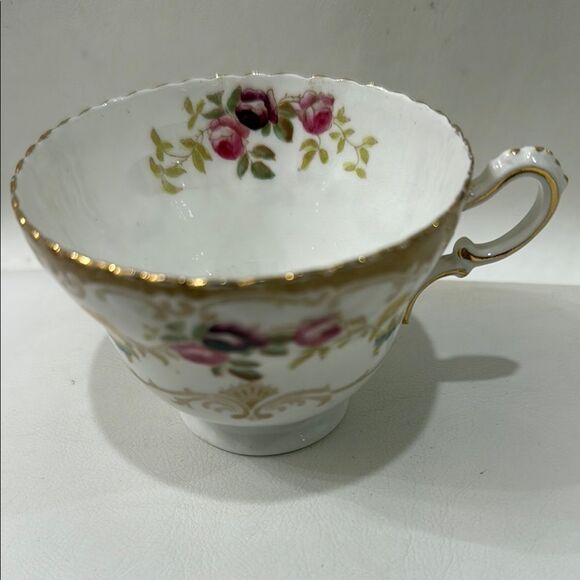 Langton England Elegant White Gold Pink 7 In Saucer 8 Oz Tea Cup 1793 Porcelain - Picture 4 of 12